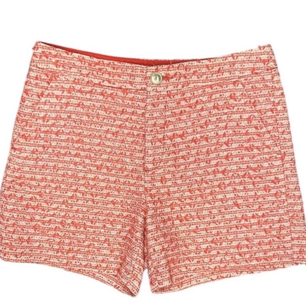 Lilly Tweed shorts Amaryllis Red Fantasy Tweed. High-rise 5” inseam